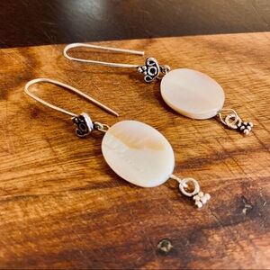 Handmade Sterling Silver and Shell Danglers